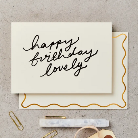 Katie Leamon Handprinted 'happy Birthday Lovely' Card Greeting Card