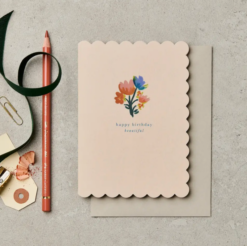 Katie Leamon Happy Birthday Beautiful Scallop Card