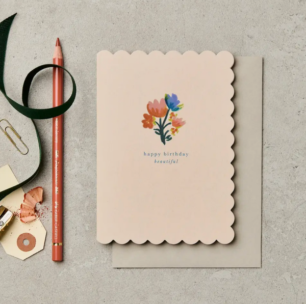 Katie Leamon Happy Birthday Beautiful Scallop Card