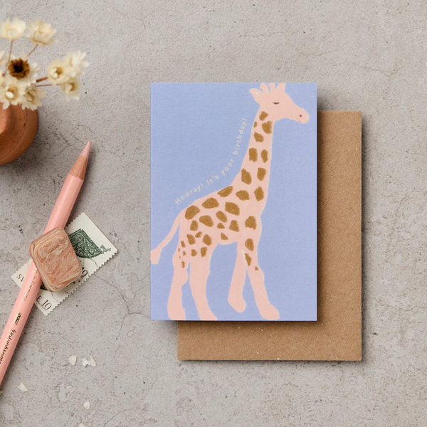 Katie Leamon Mini Giraffe Birthday Card