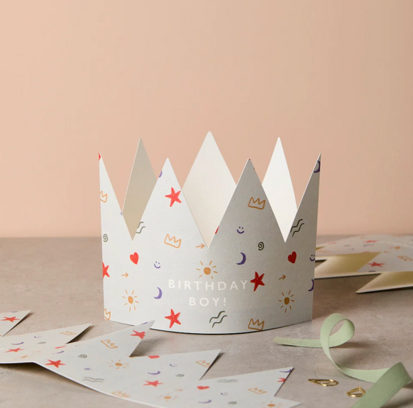 Katie Leamon Patterned Paper Crown Birthday Card - "Birthday Boy!