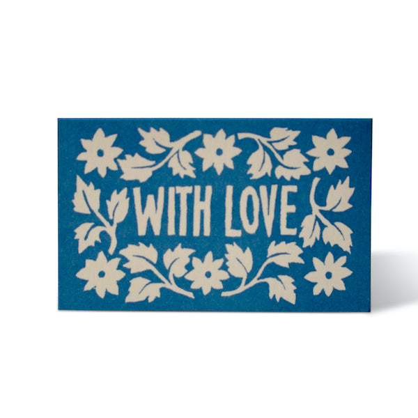Cambridge Imprint Leaves and Stars Tiny With Love Cards Bright Blue - Pack of 6