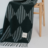 TBCO Lambswool Blanket  Green Stripe Harlequin Jacquard