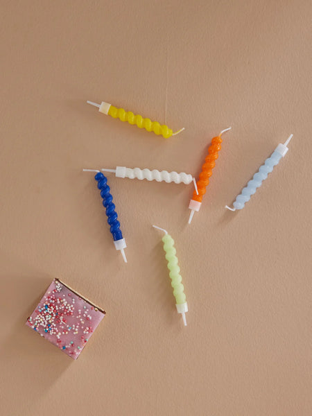 Small Cake Candles - Blue - Twisted Design - 12-pack