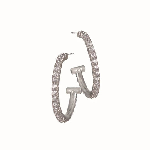 Hot Tomato Hammerhead Hoops - Worn Silver & Zircon