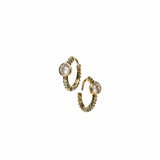 Hot Tomato Solitaire Crystal Micro Hoop Earrings - Gold/Clear