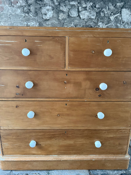 Large Antique Pine Chest of Drawers Close