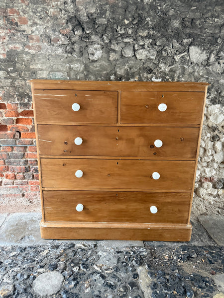 Large Antique Pine Chest of Drawers Portrait
