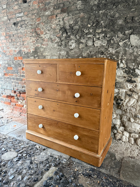 Large Antique Pine Chest of Drawers Right Portrait