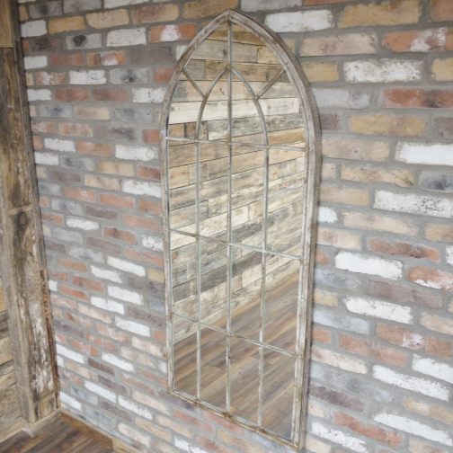 Large Arch Mirror - White/Bronze