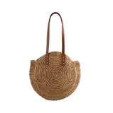 Large Circle Straw Bag - Camel