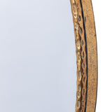 Large Round Gold Hammered Metal Wall Mirror w/ Bow - close up 2