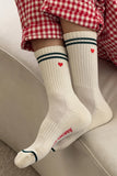 Le Bon Shoppe - Embroidered boyfriend socks - Parchment + Heart Worn