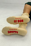 Le Bon Shoppe - Ruffled Hugger Crew Socks - Banana Cream / Red Bottom