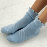 Le Bon Shoppe - Ruffled Hugger Crew Socks - Periwinkle / Red Main 