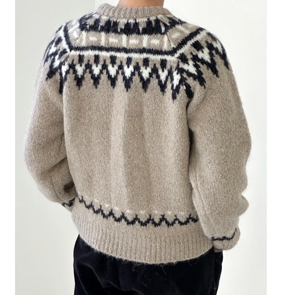 Le Bon Shoppe Alpaca Cabin Cardigan - Beige Model Back