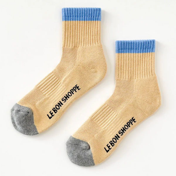 Le Bon Shoppe Colour Block Girlfriend Socks - Yellow Blue