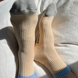 Le Bon Shoppe Colour Block Girlfriend Socks - Yellow Blue