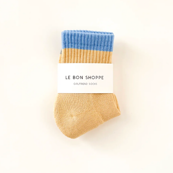 Le Bon Shoppe Colour Block Girlfriend Socks - Yellow Blue