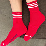 Le Bon Shoppe Embroidered Girlfriend Socks - Scarlet + Heart..