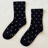 Le Bon Shoppe Heart Sneaker Socks - Black/Cream