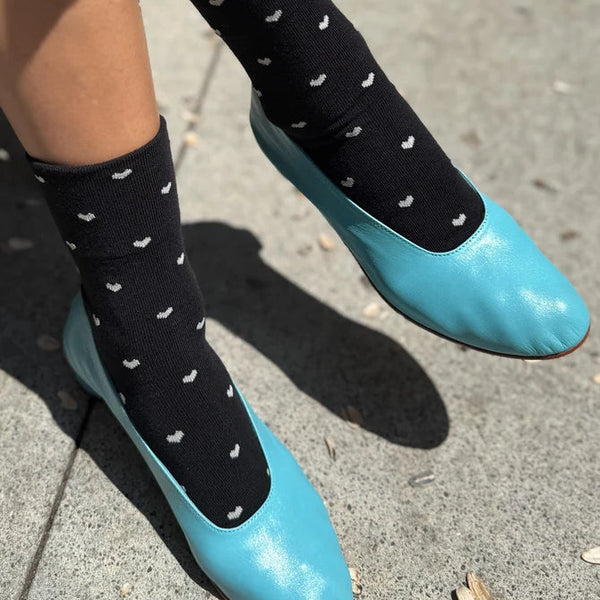 Le Bon Shoppe Heart Sneaker Socks - Black/Cream
