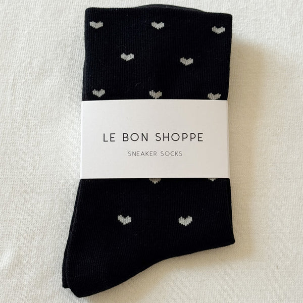 Le Bon Shoppe Heart Sneaker Socks - Black/Cream