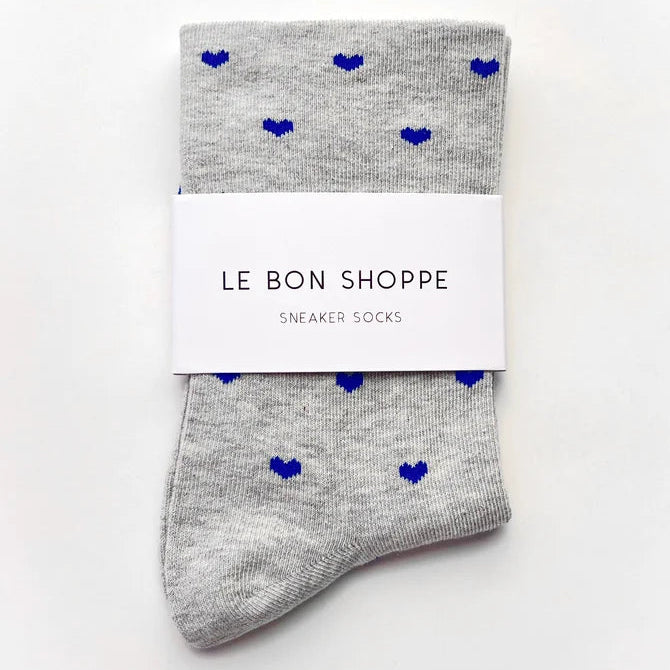 Le Bon Shoppe Heart Sneaker Socks - Grey/Cobolt