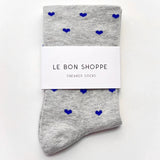Le Bon Shoppe Heart Sneaker Socks - Grey/Cobolt