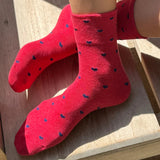Le Bon Shoppe Heart Sneaker Socks - Tomato/Navy