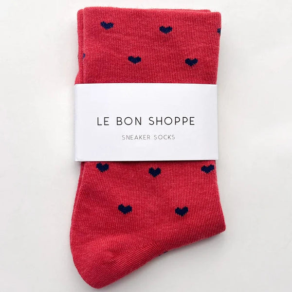 Le Bon Shoppe Heart Sneaker Socks - Tomato/Navy