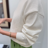 Le Bon Shoppe Milo Cotton Sweater - Clean White SIDE VIEW