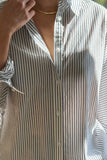 Le Bon Shoppe Owen Short - Denim Stripe On White Close