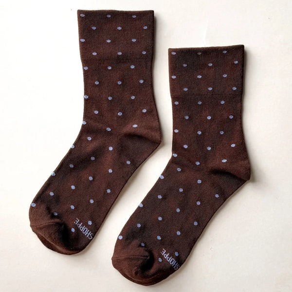 Le Bon Shoppe Patterned Sneaker Socks - Cacao/Blue.