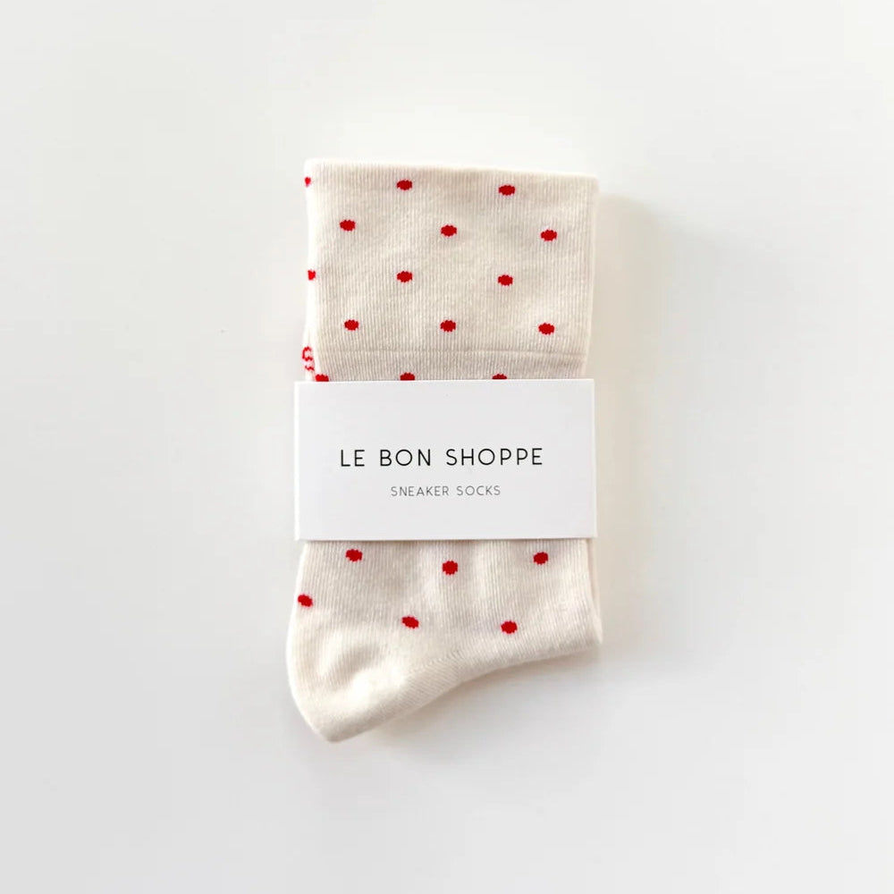 Le Bon Shoppe Patterned Sneaker Socks - Cream/Red