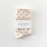 Le Bon Shoppe Patterned Sneaker Socks - Cream/Red