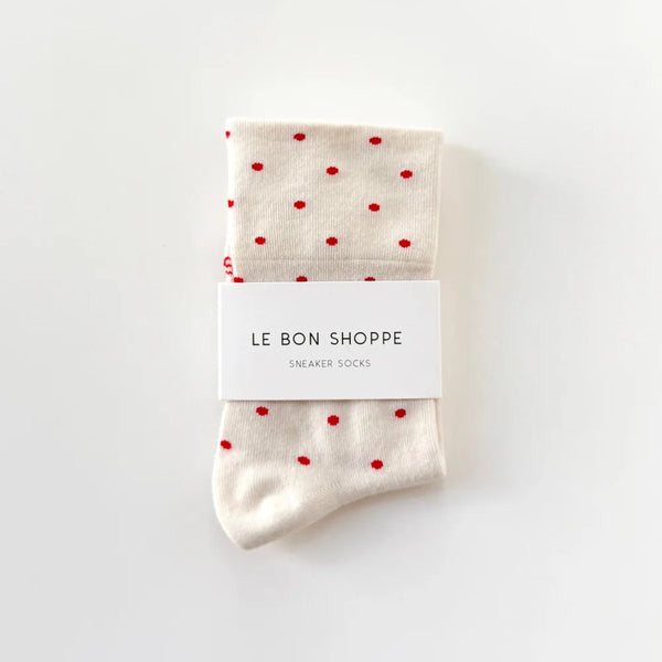 Le Bon Shoppe Patterned Sneaker Socks - Cream/Red