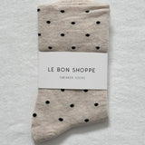 Le Bon Shoppe Patterned Sneaker Socks - Oatmeal/Black 