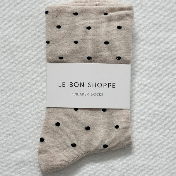 Le Bon Shoppe Patterned Sneaker Socks - Oatmeal/Black 