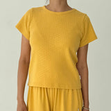 Le Bon Shoppe Pointelle Babe Tee - Deep Yellow .