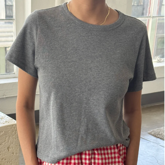 Le Bon Shoppe The Little Boy Tee - Melange Grey on model