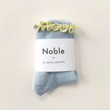 Le Bon Shoppe The Petite Ruffled Modal Socks -Baby Blue / Butter