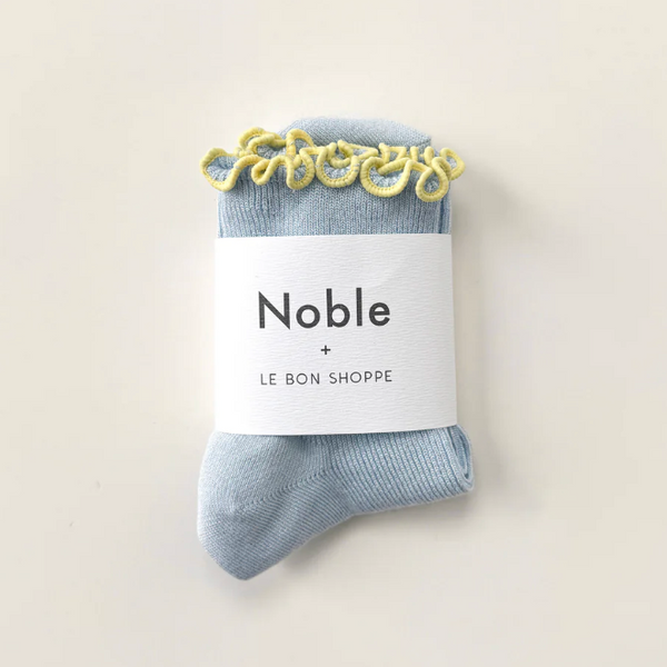 Le Bon Shoppe The Petite Ruffled Modal Socks -Baby Blue / Butter