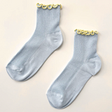 Le Bon Shoppe The Petite Ruffled Modal Socks -Baby Blue / Butter
