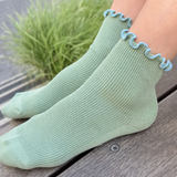 Le Bon Shoppe The Petite Ruffled Modal Socks -Sea Glass / Powder Blue