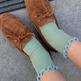 Le Bon Shoppe The Petite Ruffled Modal Socks -Sea Glass / Powder Blue