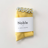 Le Bon Shoppe The Petite Ruffled Modal Socks - Butter / Baby Blue