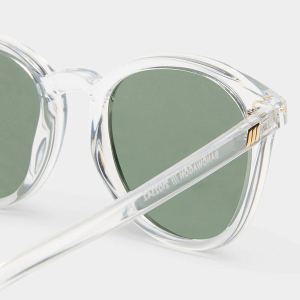Le Specs Bandwagon Polarised Sunglasses - Crystal Clear side close up