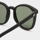Le Specs Bandwagon Sunglasses - Black Rubber - close up side