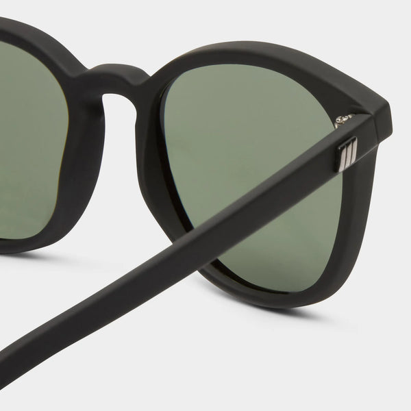 Le Specs Bandwagon Sunglasses - Black Rubber - close up side